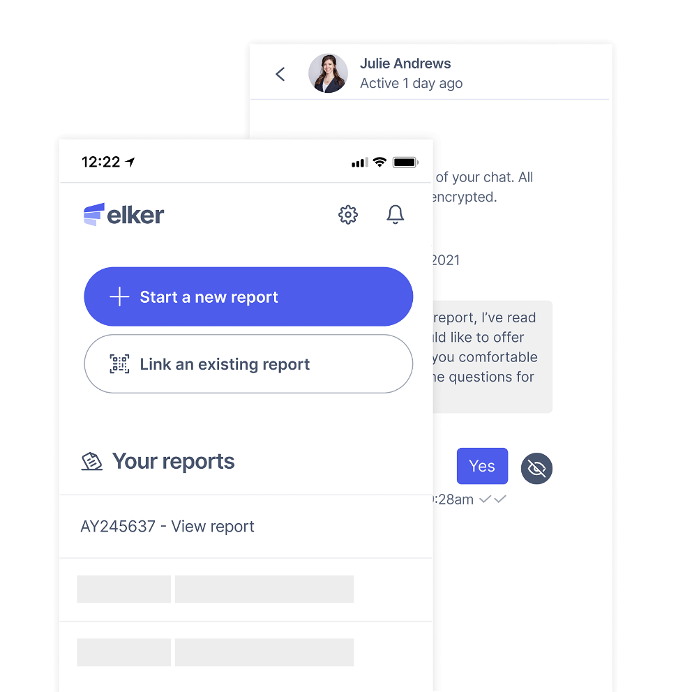 Elker anonymous reporting mobile app view