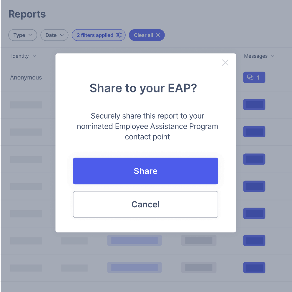 Share reports to Employee Assistance Program (EAP) with Elker