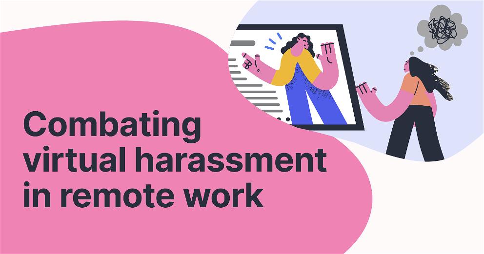 Illustration depicting remote workplace harassment in a video conference