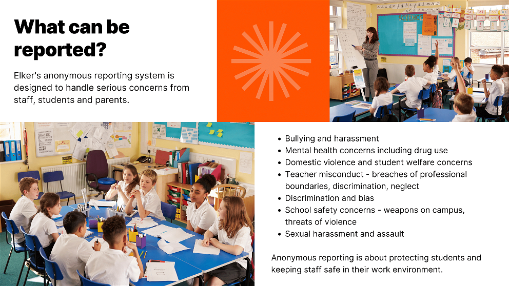 Report safety concerns at school using anonymous reporting for schools