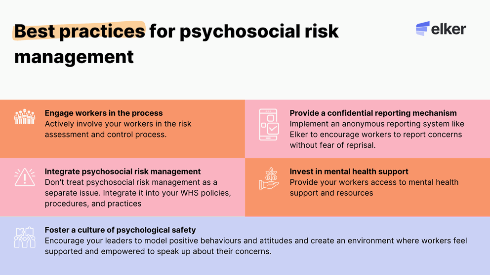 With psychosocial hazards, you may harm someone's mental health with poor support